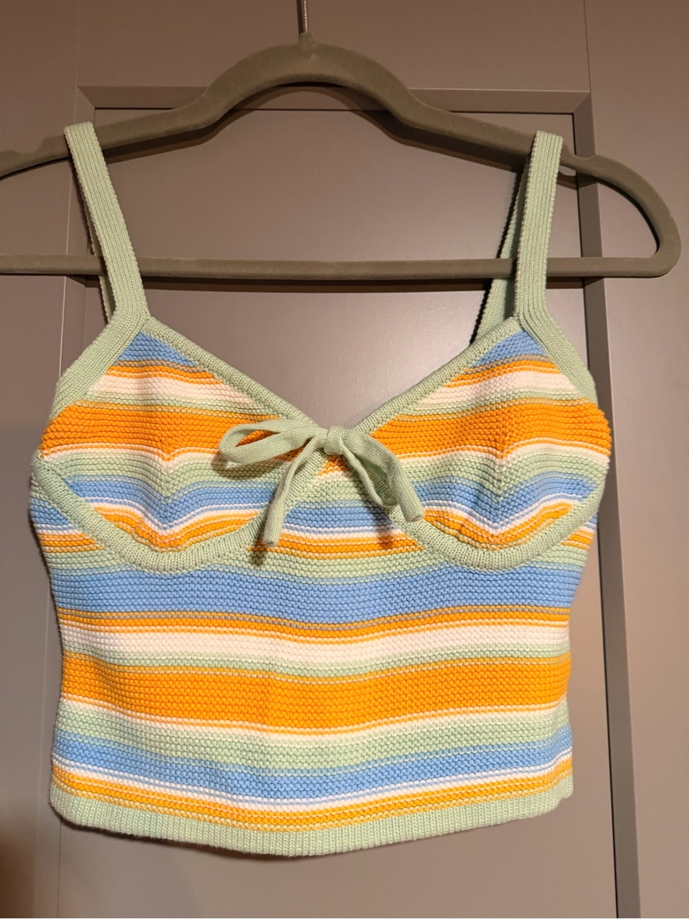 Sabo Skirt Knit Stripe Tank Top in Yellow, Blue & Light Green